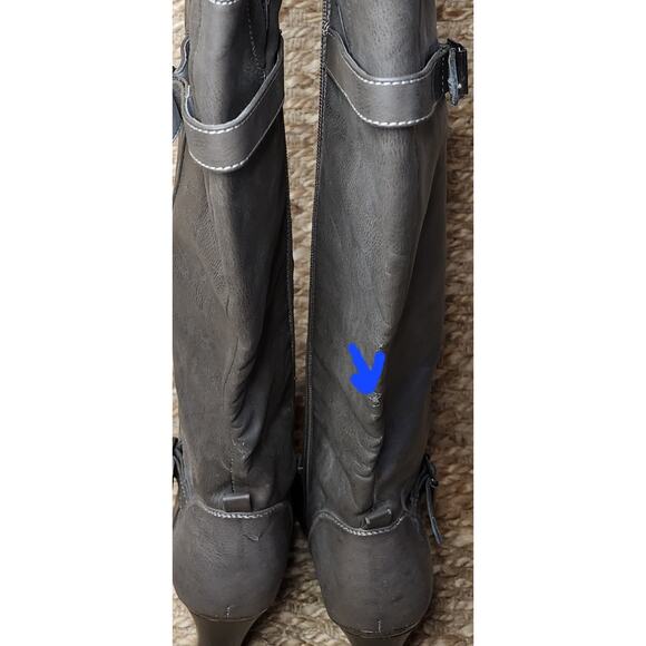 Rialto Women's Dark Gray Leather Tall Heel Fashion Boots Size 10 M Knee-high - Picture 11 of 11